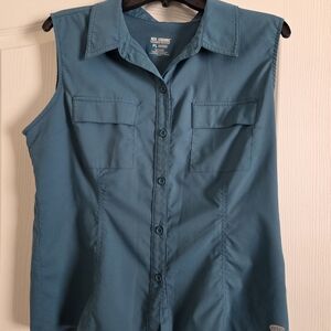 Reel Legends Teal Sleeveless Button-Front Shirt